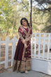 Load image into Gallery viewer, Maroon Royal Vichitra Shimmer Gown with Sequins Embroidery and Matching Dupatta ClothsVilla