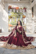 Load image into Gallery viewer, Maroon Royal Vichitra Shimmer Gown with Sequins Embroidery and Matching Dupatta ClothsVilla