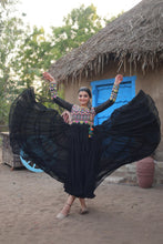 Load image into Gallery viewer, Black Elegant Faux Blooming Gown with Kutchi Gamthi Work Clothsvilla