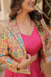 Load image into Gallery viewer, Pink Chinnon Lehenga Set with Sleeveless Blouse and Jacquard Koti Clothsvilla