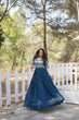 Load image into Gallery viewer, Tea Blue Luxury Faux Blooming Designer Gown with Zari &amp; Sequins Embroidery ClothsVilla