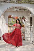 Load image into Gallery viewer, Red Luxury Embroidered Designer Gown for Women ClothsVilla