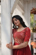 Load image into Gallery viewer, Red Luxury Embroidered Designer Gown for Women ClothsVilla