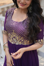 Load image into Gallery viewer, Purple Luxury Embroidered Designer Gown for Women ClothsVilla