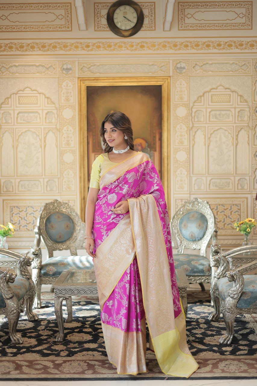 Purple Traditional Kanjivaram Silk Saree with Zari Weaving ClothsVilla