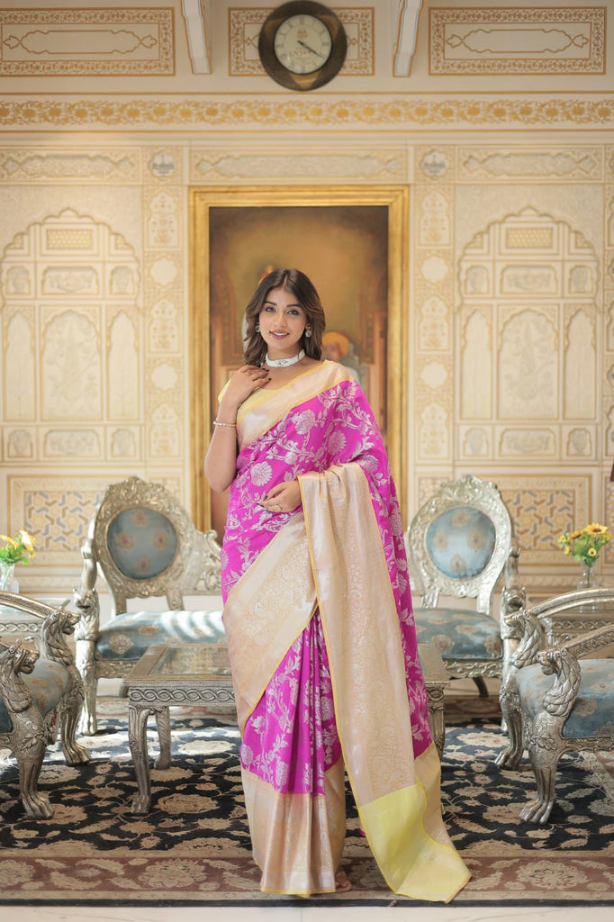 Purple Traditional Kanjivaram Silk Saree with Zari Weaving ClothsVilla