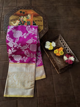 Load image into Gallery viewer, Purple Traditional Kanjivaram Silk Saree with Zari Weaving ClothsVilla