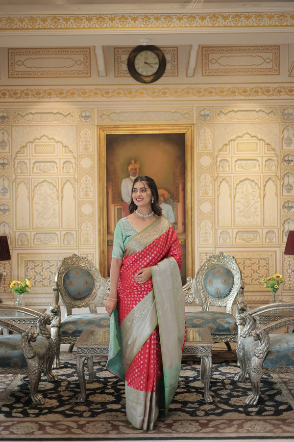 Red Classic Kanjivaram Silk Saree with Zari Weaving Clothsvilla