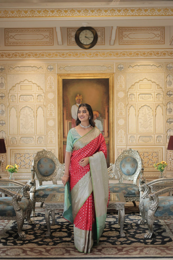 Red Classic Kanjivaram Silk Saree with Zari Weaving Clothsvilla