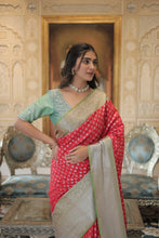 Load image into Gallery viewer, Red Classic Kanjivaram Silk Saree with Zari Weaving Clothsvilla