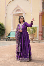 Load image into Gallery viewer, Purple Elegant Chinon Gown with Sequins Embroidery &amp; Kalamkari Silk Dupatta ClothsVilla