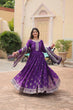 Load image into Gallery viewer, Purple Elegant Chinon Gown with Sequins Embroidery &amp; Kalamkari Silk Dupatta ClothsVilla