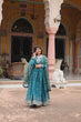 Load image into Gallery viewer, Teal Blue Elegant Chinon Gown with Sequins Embroidery &amp; Kalamkari Silk Dupatta ClothsVilla
