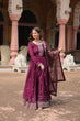 Load image into Gallery viewer, Wine Elegant Chinon Gown with Sequins Embroidery &amp; Kalamkari Silk Dupatta ClothsVilla