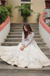 Load image into Gallery viewer, White Elegant Viscose Jacquard Lehenga with Embroidered Faux Georgette Peplum ClothsVilla.com