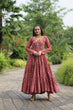 Load image into Gallery viewer, Red Designer Cotton Gown with Kutchi Gamthi &amp; Kodi Lace Work – 3-Layer Frill Stitch ClothsVilla