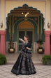 Load image into Gallery viewer, Black Festive Printed Rayon Lehenga Choli Set with Gota Patti &amp; Kodi Lace ClothsVilla.com