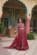 Load image into Gallery viewer, Red Festive Printed Rayon Lehenga Choli Set with Gota Patti &amp; Kodi Lace ClothsVilla.com