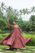 Load image into Gallery viewer, Red Designer Printed Cotton Gown with Kutchi Gamthi Lace and Kodi Work Clothsvilla