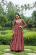 Load image into Gallery viewer, Red Designer Printed Cotton Gown with Kutchi Gamthi Lace and Kodi Work Clothsvilla