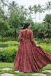 Load image into Gallery viewer, Red Designer Printed Cotton Gown with Kutchi Gamthi Lace and Kodi Work Clothsvilla
