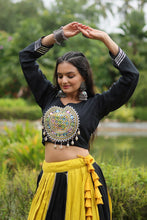 Load image into Gallery viewer, Black &amp; Yellow Designer Readymade Rayon Lehenga Choli Set ClothsVilla