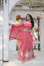 Load image into Gallery viewer, Pink Elegant Gold Coin Lehenga Choli with Sequins &amp; Thread Embroidery ClothsVilla