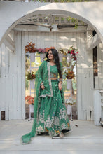 Load image into Gallery viewer, Green Elegant Gold Coin Lehenga Choli with Sequins &amp; Thread Embroidery ClothsVilla