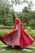 Load image into Gallery viewer, Red Designer Heavy Rayon Gown with Kutchi Gamthi Work and Printed Flair Clothsvilla