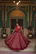 Load image into Gallery viewer, Red Elegant Printed Rayon Lehenga Set with Gota Patti Lace and Kali Pattern ClothsVilla