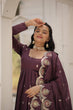 Load image into Gallery viewer, Wine Vichitra Shimmer Gown with Sequins Embroidery and Arco-Cut Dupatta ClothsVilla