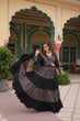 Load image into Gallery viewer, Black Printed Rayon Lehenga Choli Set with 4-Layer Frill Stitch ClothsVilla