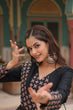 Load image into Gallery viewer, Black Printed Rayon Lehenga Choli Set with 4-Layer Frill Stitch ClothsVilla