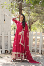 Load image into Gallery viewer, Pink Faux Blooming Gown with Sequins Embroidery and Dupatta ClothsVilla