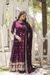 Load image into Gallery viewer, Wine Faux Blooming Gown with Sequins Embroidery and Dupatta ClothsVilla