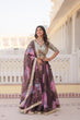 Load image into Gallery viewer, Brown Exquisite Women's Fully Flaired Lehenga Set in Digital Printed Russian Silk with Sequins Embroidery ClothsVilla