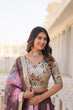 Load image into Gallery viewer, Brown Exquisite Women's Fully Flaired Lehenga Set in Digital Printed Russian Silk with Sequins Embroidery ClothsVilla