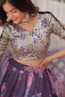 Load image into Gallery viewer, Wine Exquisite Women's Fully Flaired Lehenga Set in Digital Printed Russian Silk with Sequins Embroidery ClothsVilla