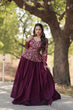 Load image into Gallery viewer, Wine Trendy Co-ord Set with Pure Viscose Dayble Flower Design and Sequins Embroidered Blouse Clothsvilla