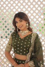 Load image into Gallery viewer, Green Enchanting Dayble Viscose Jacquard Lehenga Set with Double Zari Work ClothsVilla