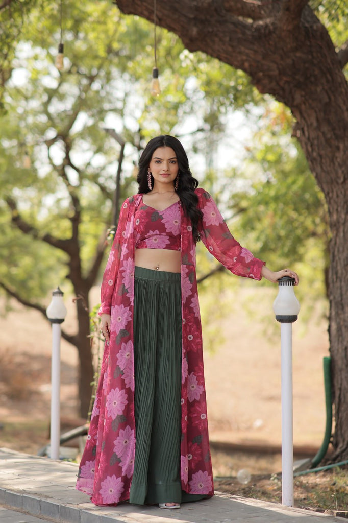 Pink Faux Georgette Lehenga Set with Shrug and Exquisite Craftsmanship Clothsvilla