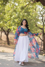 Load image into Gallery viewer, Blue Faux Georgette Lehenga Set with Shrug and Exquisite Craftsmanship Clothsvilla