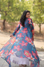 Load image into Gallery viewer, Blue Faux Georgette Lehenga Set with Shrug and Exquisite Craftsmanship Clothsvilla