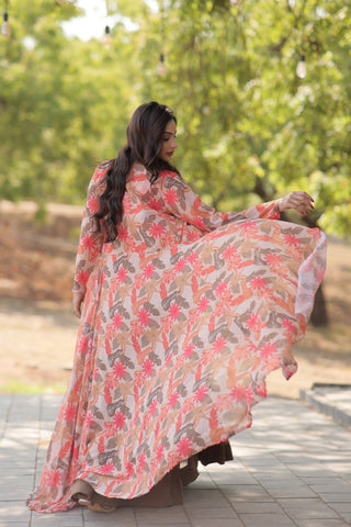 Beige Faux Georgette Lehenga Set with Shrug and Exquisite Craftsmanship Clothsvilla