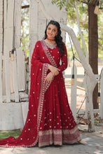 Load image into Gallery viewer, Pink Epitome of Grace: Faux Blooming Anarkali Suit with Rich Sequins Embroidery ClothsVilla