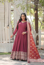 Load image into Gallery viewer, Maroon Stunning Faux Georgette Gown with Rich Sequins Embroidery ClothsVilla