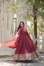 Load image into Gallery viewer, Maroon Stunning Faux Georgette Gown with Rich Sequins Embroidery ClothsVilla