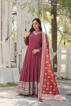 Load image into Gallery viewer, Maroon Stunning Faux Georgette Gown with Rich Sequins Embroidery ClothsVilla