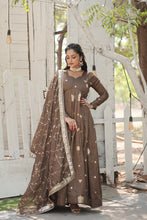 Load image into Gallery viewer, Beige Elegant Vichitra Shimmer Gown with Rich Sequins Embroidery ClothsVilla