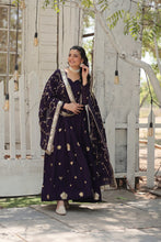 Load image into Gallery viewer, Navy Blue Elegant Vichitra Shimmer Gown with Rich Sequins Embroidery ClothsVilla